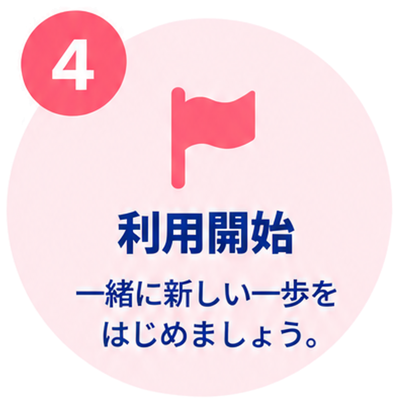 利用開始 一緒に新しい一歩をはじめましょう。